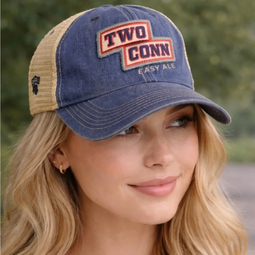 Legacy Two Conn Easy Ale Trucker Hat Blue Tan Mesh Snapback OS